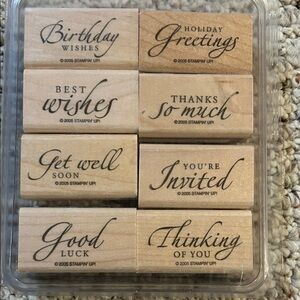 Stampin' Up! Natural Wood Sentiment Stamp Set - Sincere Salutations